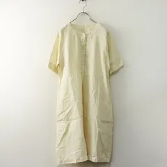 ビスクバイネストローブ bisque by nest Robe 染色加工 リネンハーフボタン ショートスリーブワンピース 薄ベージュ┃【2400014708615】