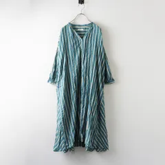 2020年 スタジオクリップ studio CLIP ストライプ シャツワンピース F‖グリーン ドレス ロング 前開き 長袖【2400014705706】