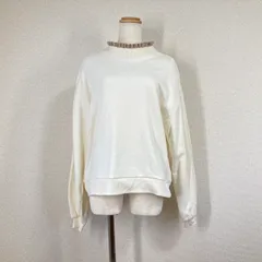 【スタジオクリップ】プルオーバー　スウェット　白　F　studio CLIP　襟フリル　スタンドフリルネックプルオーバー ストレッチ　綿