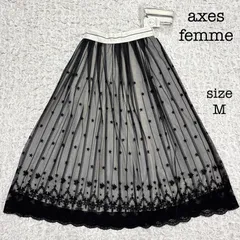 axes femme  アクシーズファム レジメ×チュールスカート  ストライプ　レース 刺繍　リボンベルト　未使用タグ付き