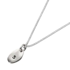 【シルバー×S】[Cream dot. クリームドット公式] ネックレス レディース   ショート チェーン イニシャル アルファベット 刻印 名前 英語 オーバル プレート メタル 艶  のサムネイル
