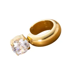 【ゴールド×ワンサイズ】[Cream dot. クリームドット公式] イヤーカフ レディース   ステンレス製 イヤーカフ 金属アレルギー つけっぱなし サージカルステンレス イヤカフ 片耳用 一粒ビジュー メタル ぷっくり  