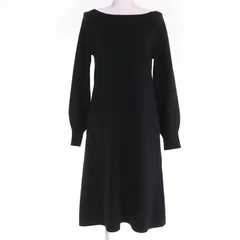 美品☆FOXEY フォクシー 39945 ウール100％ ボートネック 長袖ニット ワンピース ブラック 38 日本製 正規品 レディース