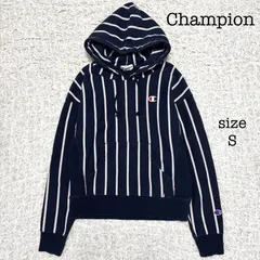 champion　 チャンピオン　 リバースウィーブ　スウェットパーカー　 フーディー　プルオーバー　 ストライプ　ネイビー　S