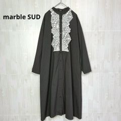 □美品marble SUD エキノプス刺繍コットンリネンワンピース ネイビー