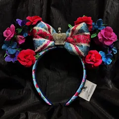 海外ディズニーランド 正規品 フラワー×王冠リボン カチューシャ