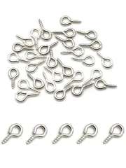 【特価セール】ハンドメイド uvレジン 100個 セット シルバー キーホルダー 5*10mm 金具 ネジヒートン 紐止め金具