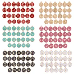 【新着商品】26文字セット ブレスレット A-Z柄 チョーカー 合金ペンダント 文字チャーム 丸メタル イヤリング チャームパーツ パーツ アクセサリーパーツ レター マカロン系 ペンダント ネックレス 基礎パーツ チャーム ジュエリー作り アルファベット デ