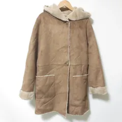 D684　美品　アーバンリサーチ　ブラウン　フェイクムートン　フード付き　リバーシブル　コート　　URBAN RESEARCH