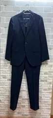 【H3-35】◇ THE SUIT COMPANY　170cm-6Dropサイズ　パンツスーツ　紺色　ストライプ柄