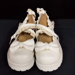 【D3438】ロリータシューズ 24.5cm ホワイト ※ジャンク※