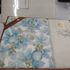 LANCEL ランセル 綿毛布 サイズ：140x200cm 綿100％ 敷シーツ サイズ：140c×240cm 箱入り 【未使用保管品】 R920