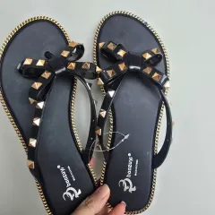 新品 245サイズ スタッズ リーリボンスリッパ