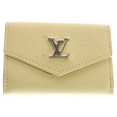 LOUIS VUITTON (ルイヴィトン) LVシグネチャー ポルトフォイユロックミニ バナナ コンパクトウォレット 三つ折り財布 コインケース ライトイエロー レザー M68483 シルバー金具