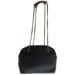 CHANEL (シャネル) マトラッセ ココマーク ラムスキン レザー チェーン トートバッグ ゴールド金具 ブラック