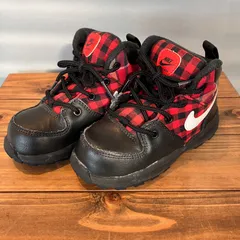 NIKE ナイキ MANOA マノア SE TD ハイカット スニーカー バッファローチェック 赤 黒 レッド ブラック kids キッズ サイズ 14.0cm