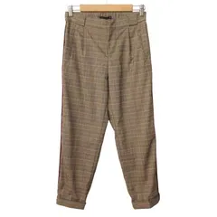ザラ トラファルック ZARA Trafaluc テーパードパンツ サイドライン グレンチェック XS 茶 ブラウン