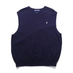 POLO GOLF RALPH LAUREN 90年代 イタリアニット ニットベスト XL ネイビー ITALIAN YARN スモールポニー刺繍