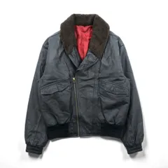 90s Vintage G-1 Leather Bomber Jacket 中綿 フライトジャケット L ブラック レザー 牛革 ボア襟