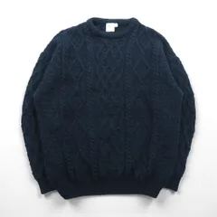 90s Ireland Vintage Cable Knit ARAN COUNTRY フィッシャーマン アラン ニット セーター 2XL ネイビー ウール 90年代 アイルランド製