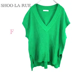 シューラルー SHOO・LA・RUE【F】ニットベスト リブニット Vネック スリット入り