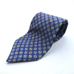 Salvatore Ferragamo ネクタイ ブルー シルク 総柄 小紋 昆虫 イタリア製