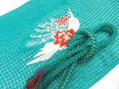 【一輝堂】和装小物 帯揚げ帯締めセット 帯揚 帯締 孔雀 丸組 金糸 撚り房 25w12-14969