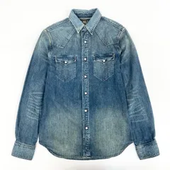 55ｈ28 《美品》RALPH LAUREN RRL ラルフローレン ダブルアールエル 長袖シャツ デニムシャツ ウエスタンシャツ ロングスリーブ Sサイズ インディゴ メンズ 男性用 k02i