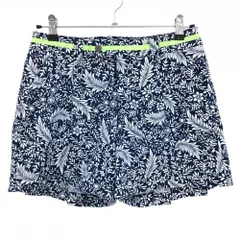 【超美品】アディダス ショートパンツ ネイビー×白 花・リーフ柄 ストレッチ  レディース M/M ゴルフウェア adidas