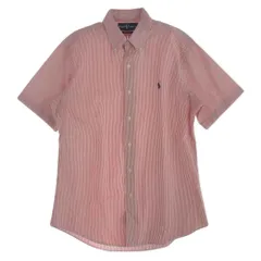 RALPH LAUREN ラルフローレン CUSTOM FIT シアサッカー ストライプ BD シャツ レッド系 M【中古】