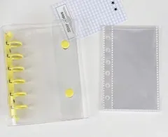 Hizuki シール帳 A7 バインダー 推し活 トレカ チェキ シール交換 透明リフィル10枚 韓国 ボンボンドロップシールにも (イエロー)