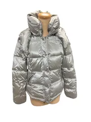 12785-098★マックスマーラ/MAXMara/weekendline/ダウンジャケット/シルバー/ファー付き/レディース/サイズ　40（M相当★