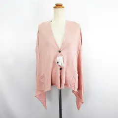コルザ COLZA ニット カーディガン 長袖 Vネック アシンメトリー ウール混 薄手 L ピンク ※EKM