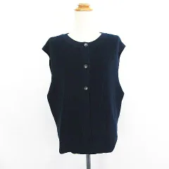 スタディオクリップ Studio Clip ニット ベスト 前開き 丸首 コットン F ネイビー ※EKM