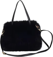 REG8（レグエイト） ハンド バッグ ふわ もこ ファー ショルダー 2way トート レディース 秋 冬 オケージョン かわいい 上品 大人 韓国 (ブラック)
