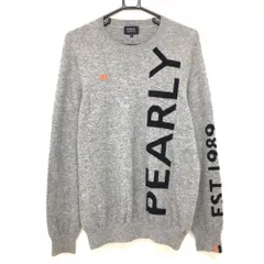 【美品】パーリーゲイツ セーター グレー カシミヤ100％ ビッグロゴ ニット メンズ 6(XL) ゴルフウェア PEARLY GATES