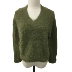 ココディール COCO DEAL セーター ニット プルオーバー Vネック シャギー 無地 長袖 2 緑 グリーン