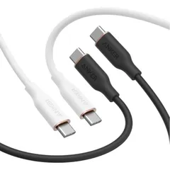 ⭐Anker PowerLine III Flow USB-C & USB-C ケーブル 1.8m 2本セット ブラック & ホワイト