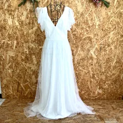 SG4881 EVER PRETTY ウエディングドレス マキシ丈 ホワイト レース チュール