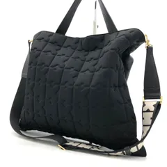 【美品】ヒロココシノ プレミア 2WAY ショルダーバッグ 黒 キルティング ロゴ紐