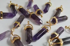 ビーズクラブ 天然石 アメジスト ペンダントトップ 金 金具付 33mm 1個 パワーストーン