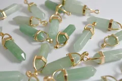 ビーズクラブ 天然石 グリーンアベンチュリン ペンダントトップ 金 金具付 33mm 1個 パワーストーン