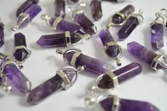 ビーズクラブ 天然石 アメジスト ペンダントトップ 銀 金具付 33mm 1個 パワーストーン