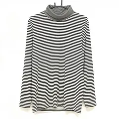 【美品】トミーヒルフィガーゴルフ 長袖タートルネックシャツ 白×黒 ボーダー 微起毛 メンズ LL ゴルフウェア Tommy Hilfiger Golf