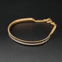 SWAROVSKI スワロフスキー ブレスレット クリスタル ラインストーン 2連 バイカラー ゴールドカラー 黒白 M 普段使い ギフト プレゼント 贈り物