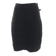 美品★LOUIS VUITTON ルイヴィトン 2021年製 ロゴデザイン モノグラムフラワー 膝丈 ニット タイトスカート ブラック M イタリア製 正規品 レディース