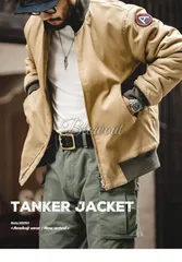 タンカースジャケット メンズ モッズコート ボアジャケット リブ アウター ブルゾン フライトジャケット ミリタリージャケット アメカジ 暖かい 防寒着 ボア裏地