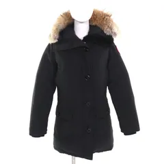 良品△CANADA GOOSE カナダグース 2603JL BRONTE PARKA ブロンテパーカ ロゴワッペン・ファー・フード付 ダウンジャケット ダウンコート ブラック XS 正規品 レディース