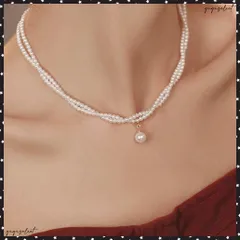 【新品?未使用】2連パールネックレス 結婚式 重ね付け風 レディース フェイクパール 可愛い 韓国風 アクセサリー 上品チョーカーネックレス