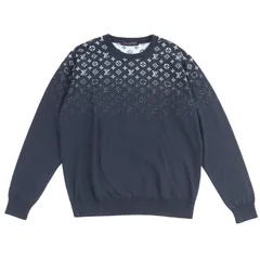 極美品▲LOUIS VUITTON ルイヴィトン 24SS グラディエント モノグラム グラデーション コットンニット グレー系 XL イタリア製 正規品 メンズ